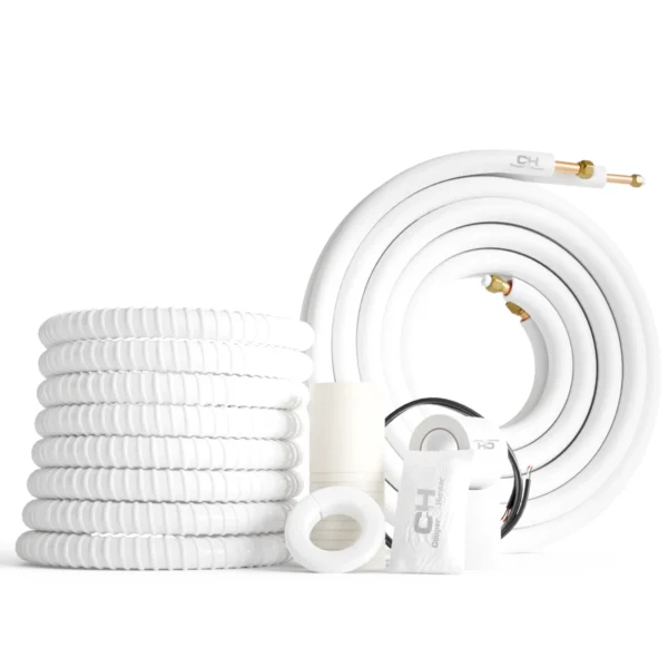 1/4″-1/2″ Installation Kit for Ductless Mini Split, Insulated Pre-Flared Copper 16ft/25ft/50ft with Data Wires