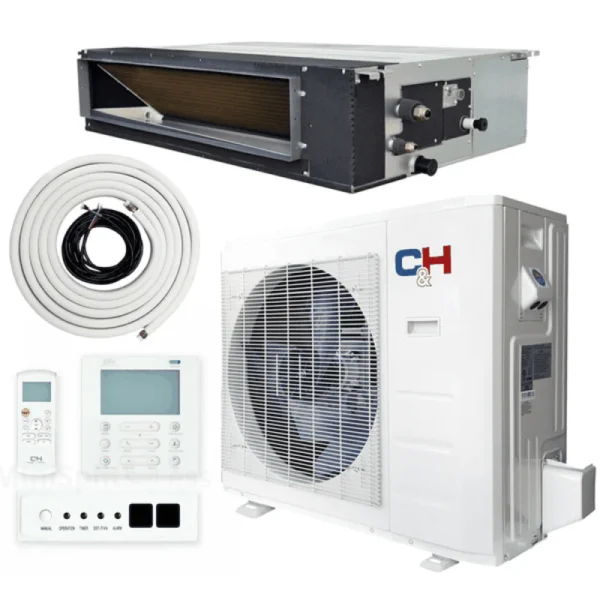 24,000 BTU 230V 20.5 SEER Concealed Duct Mini Split Air Conditioner Heat Pump 2 TON + Installation Kit Option