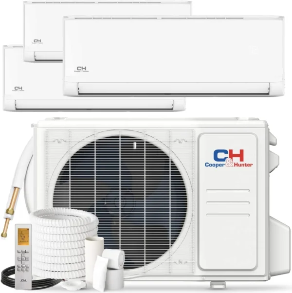 36,000 BTU 3 Zone 12k+12k+18k Ductless Mini Split with Installation Kits, Olivia Series 23.9 SEER 3 Ton Tri Zone Multi Air Conditioner System Wi-Fi Adapter Included
