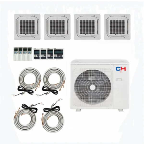 36,000 BTU 4 Zone 9k+9k+9k+12k Ceiling Cassette Ductless Mini Split with 25ft Installation Kits, Sophia Series 22.5 SEER 3 Ton Quad Zone Multi Zone AC System