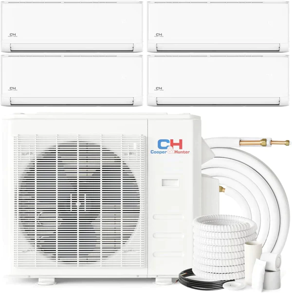 36,000 BTU 4 Zone 9k+9k+9k+12k Wall Mount Ductless Mini Split with 25ft Installation Kits, Olivia Series 23.9 SEER 3 Ton Quad Zone Multi Zone AC System Wi-Fi Adapter Included