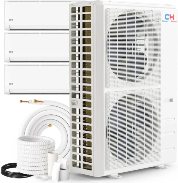 48,000 BTU 3 Zone 18k+18k+24k Ductless Mini Split with Installation Kits, Olivia Series 23.4 SEER 4 Ton Tri Zone Multi Air Conditioner System Wi-Fi Adapter Included