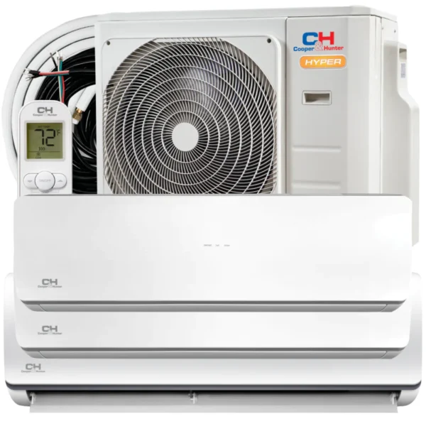 48,000 BTU 3 Zone 9k+18k+24k Ductless Mini Split with Installation Kits, Hyper Heat 21.5 SEER 4 Ton Tri Zone Air Conditioner System Wifi Ready