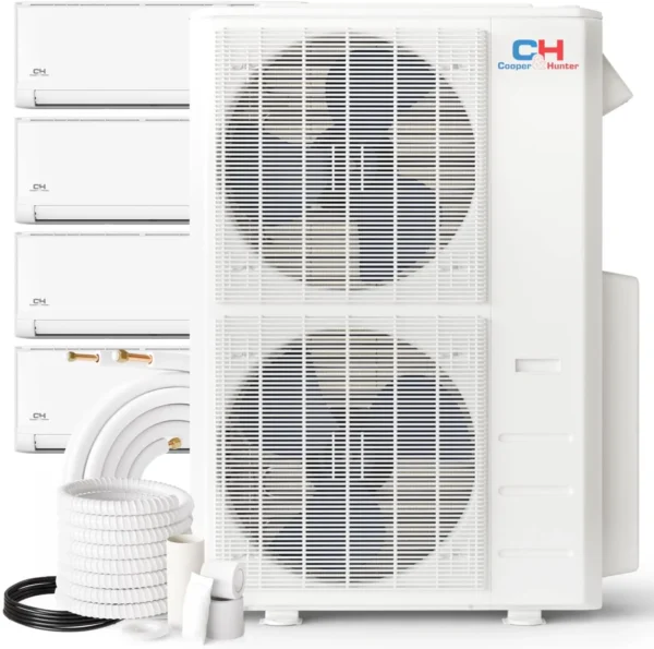 48,000 BTU 4 Zone 9k+18k+18k+18k Ductless Mini Split with Installation Kits, Olivia Series 23.4SEER 4 Ton Quad Zone Multi Zone Air Conditioner System Wi-Fi Adapter Included