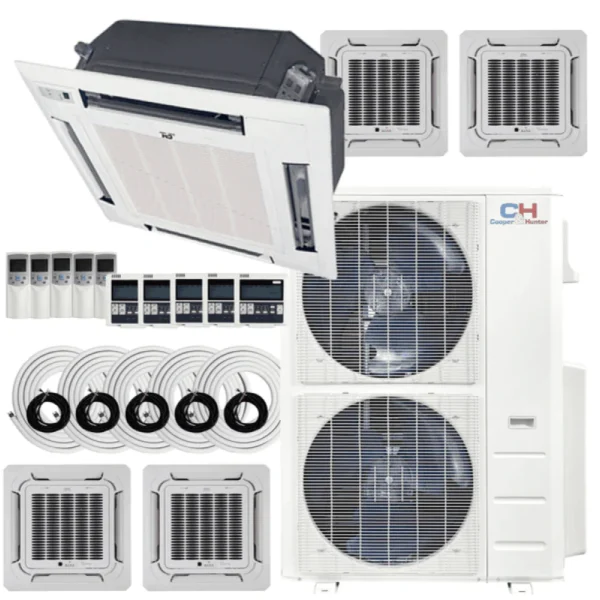 48,000 BTU 5 Zone 9k+9k+9k+18k+18k Ceiling Cassettes with Installation Kits, 21.5 Seer 4 Ton Penta Zone Five Zone Ductless Multi Mini Split Air Conditioner