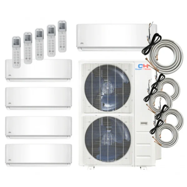 48,000 BTU 5 Zone 9k+9k+9k+9k+12k Ductless Mini Split with Installation Kits, Sophia Series 21.5 SEER 4 Ton Penta Zone Five Zone Air Conditioner System