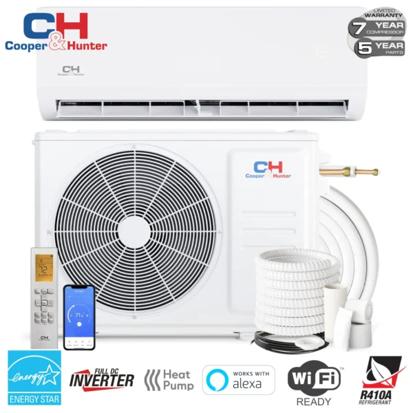 Cooper&Hunter, Olivia Series HYPER, 6,000 BTU, 230V, 23.5 SEER Ductless Mini Split AC/Heater with Installation kit Wi-Fi Adapter Included